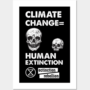 extinction rebellion climate change skull art Posters and Art